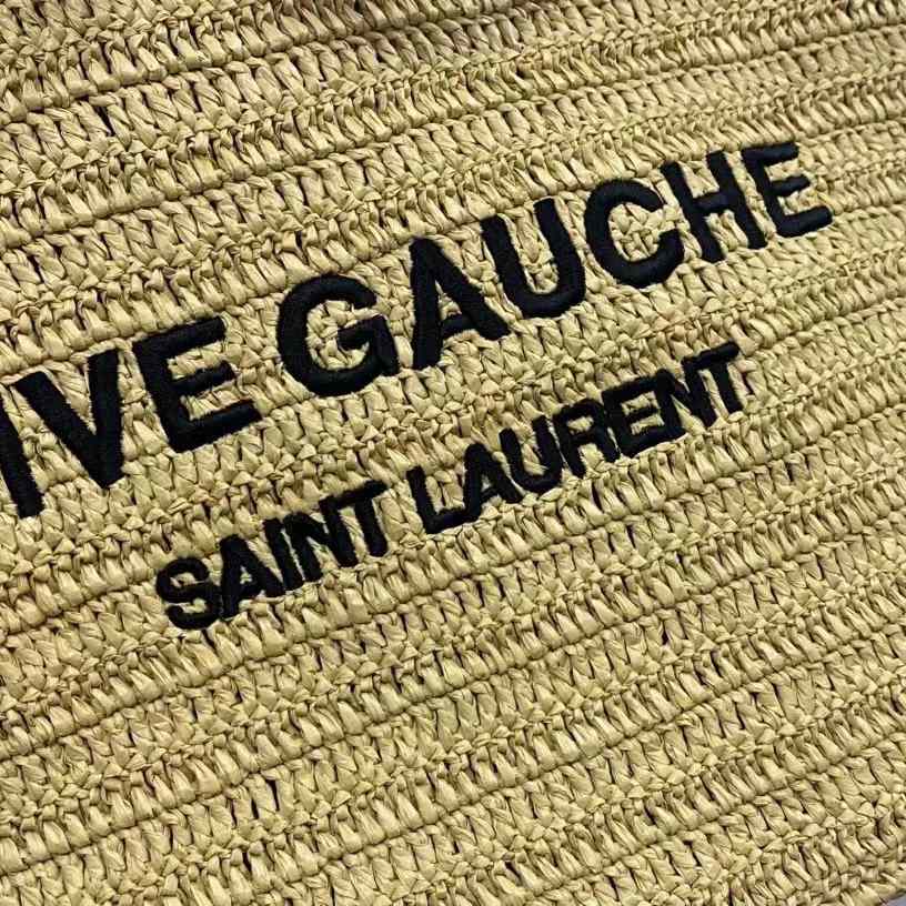 Saint Laurent Rive Gauche Printed Raffia Tote Bag  (48-36-14 cm) - DesignerGu