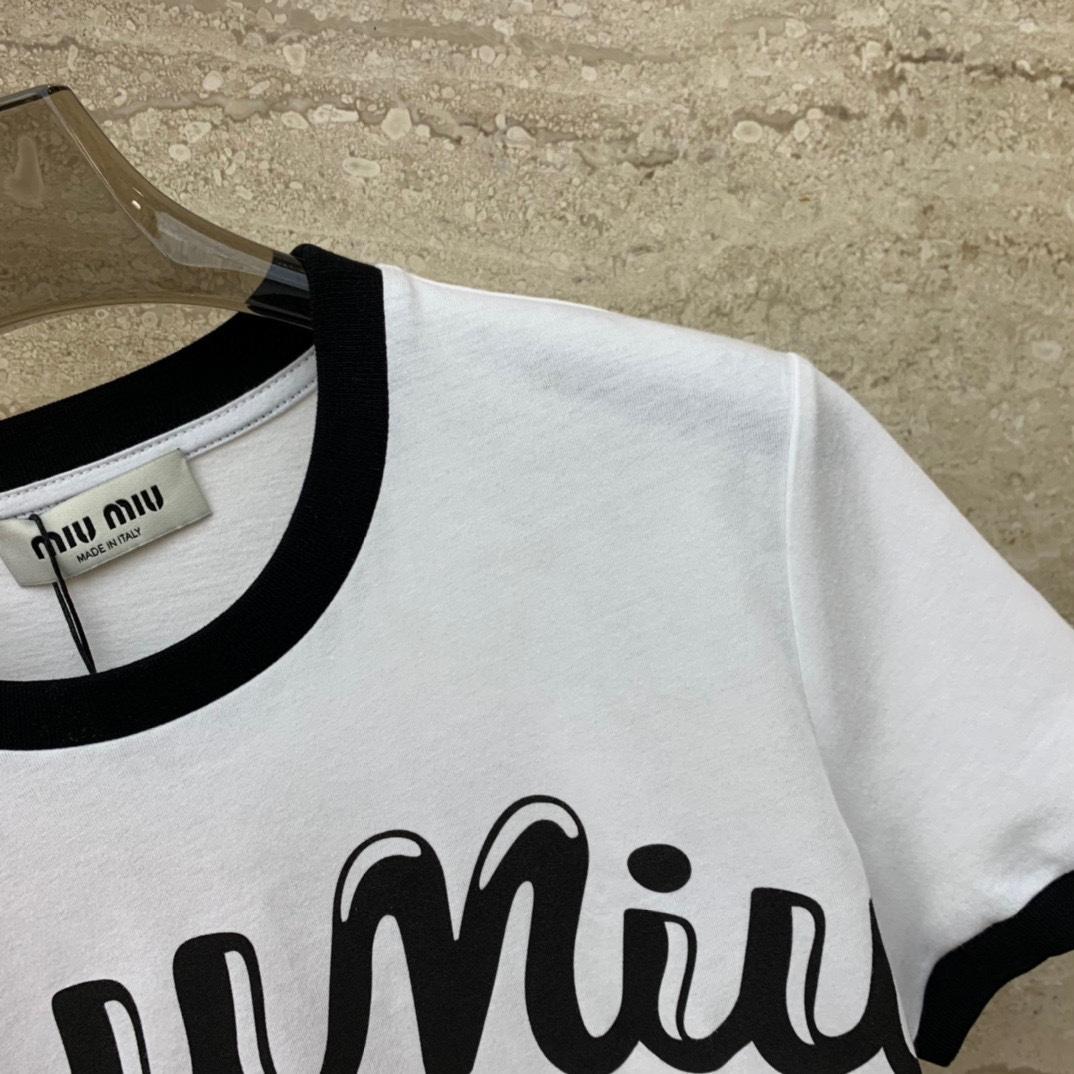 Miu Miu Logo-Printed Cropped T-Shirt - DesignerGu