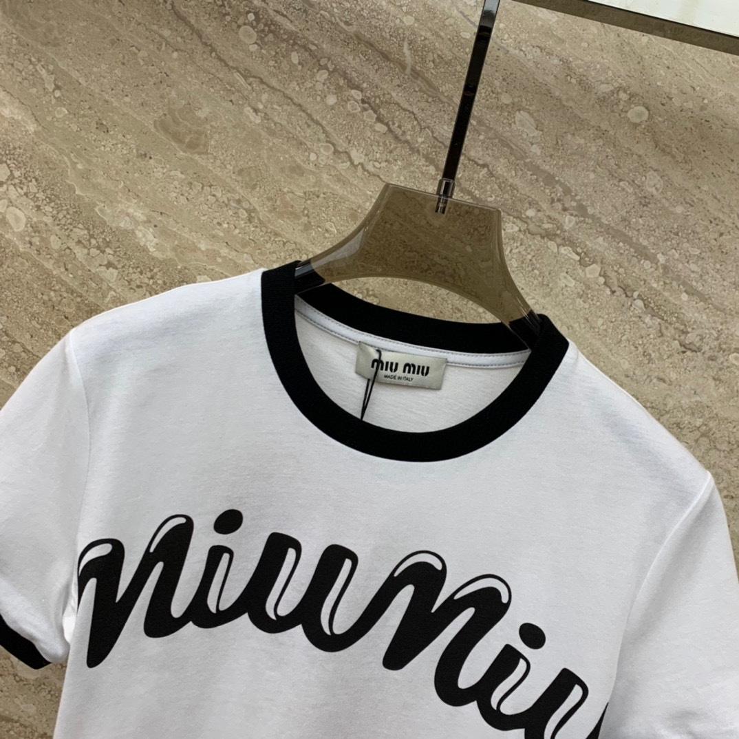 Miu Miu Logo-Printed Cropped T-Shirt - DesignerGu