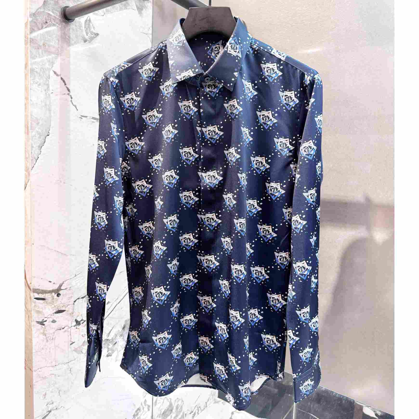 Fendi Blue Silk Shirt - DesignerGu