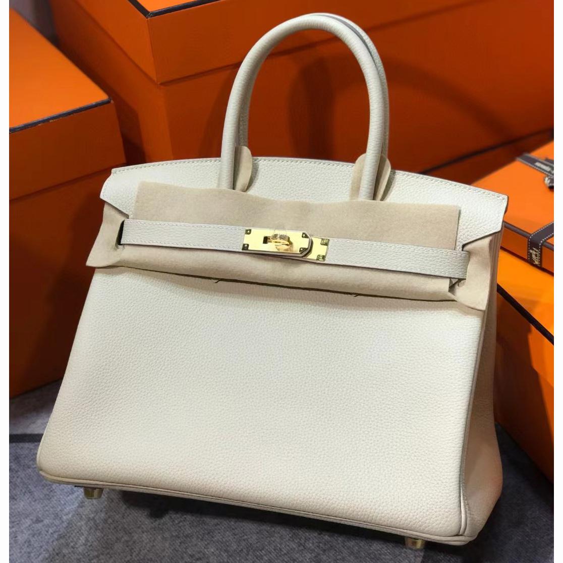 Hermes Birkin 30 Craie Clemence Gold Hardware   (30-22-16cm) - DesignerGu