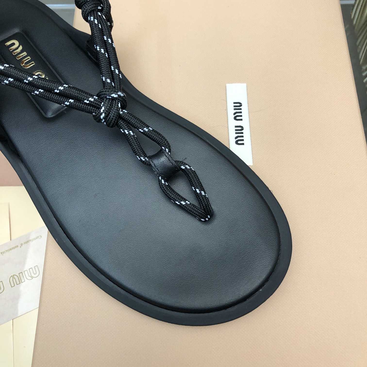 Miu Miu Riviere Cord And Leather Sandals - DesignerGu