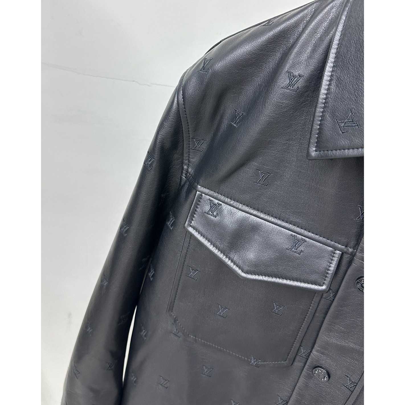 Louis Vuitton Embroidered Leather Signature Overshirt     1AFIOJ - DesignerGu