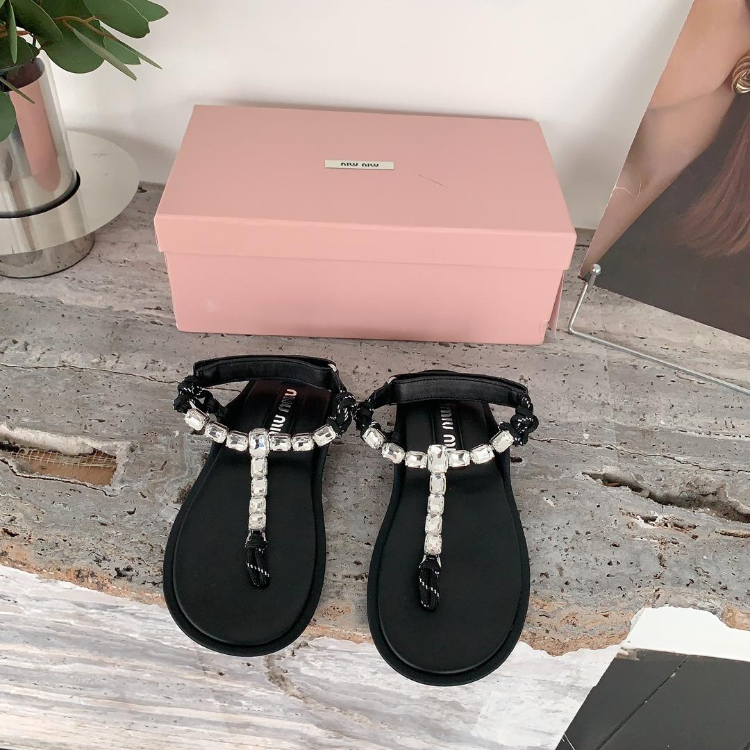 Miu Miu Cotton Cord Thong Sandals - DesignerGu