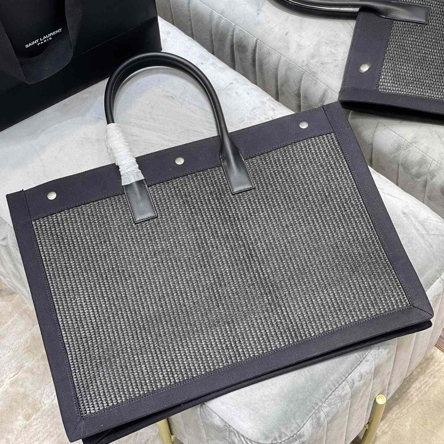 Saint Laurent Rive Gauche Woven Tote Bag   48×36×16cm - DesignerGu