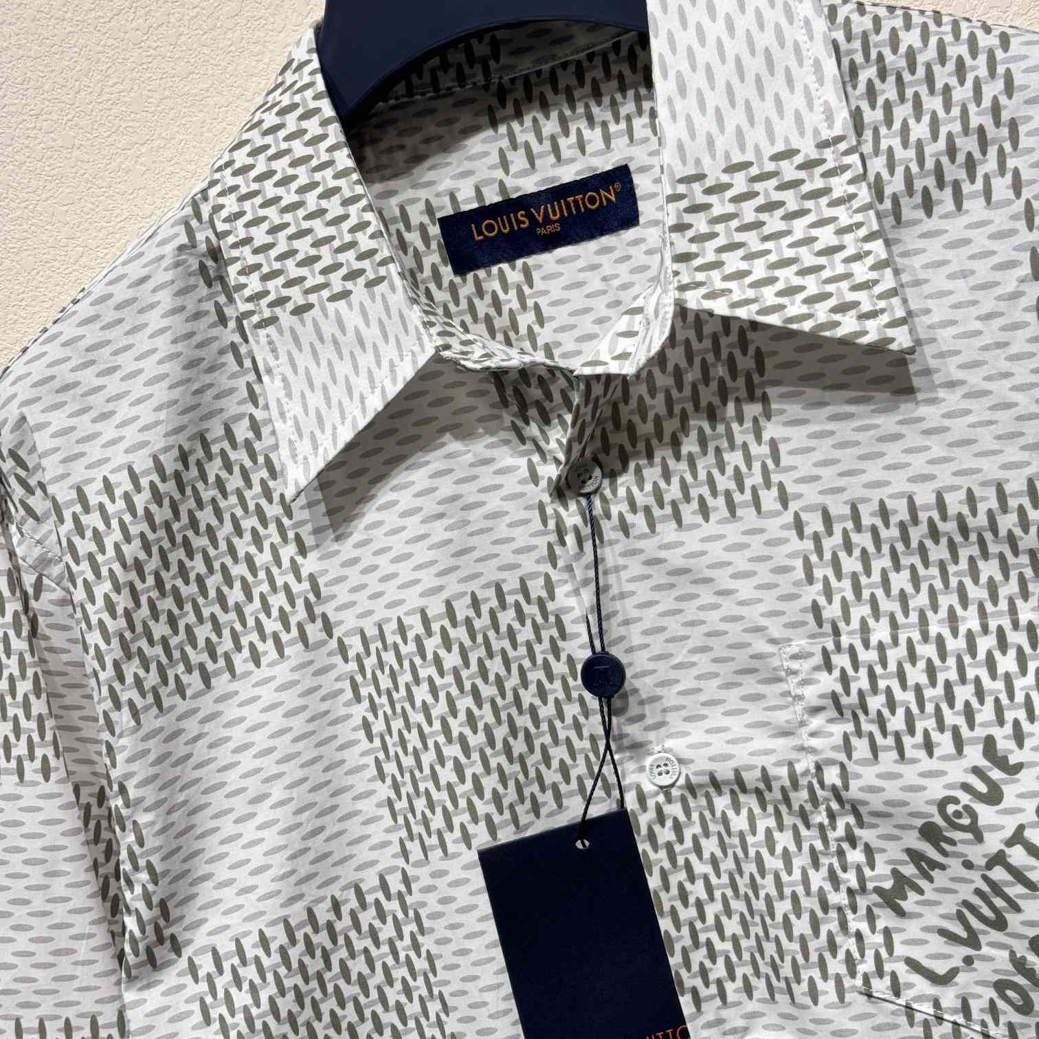 Louis Vuitton Damier Long-Sleeved Classic Cotton Shirt   1AFJDA - DesignerGu