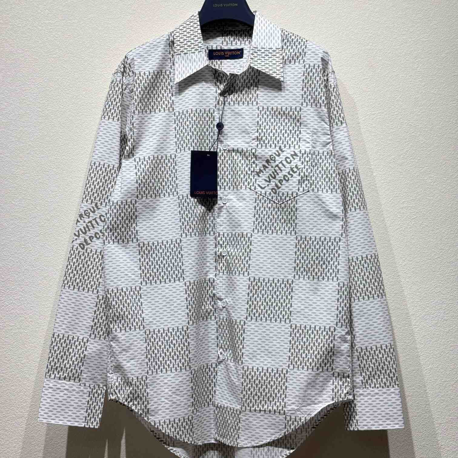 Louis Vuitton Damier Long-Sleeved Classic Cotton Shirt   1AFJDA - DesignerGu