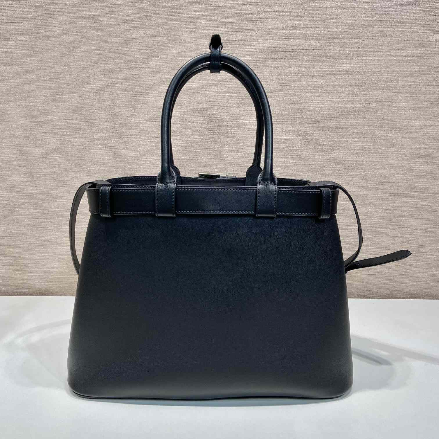 Prada Buckle Large Leather Handbag With Belt - DesignerGu