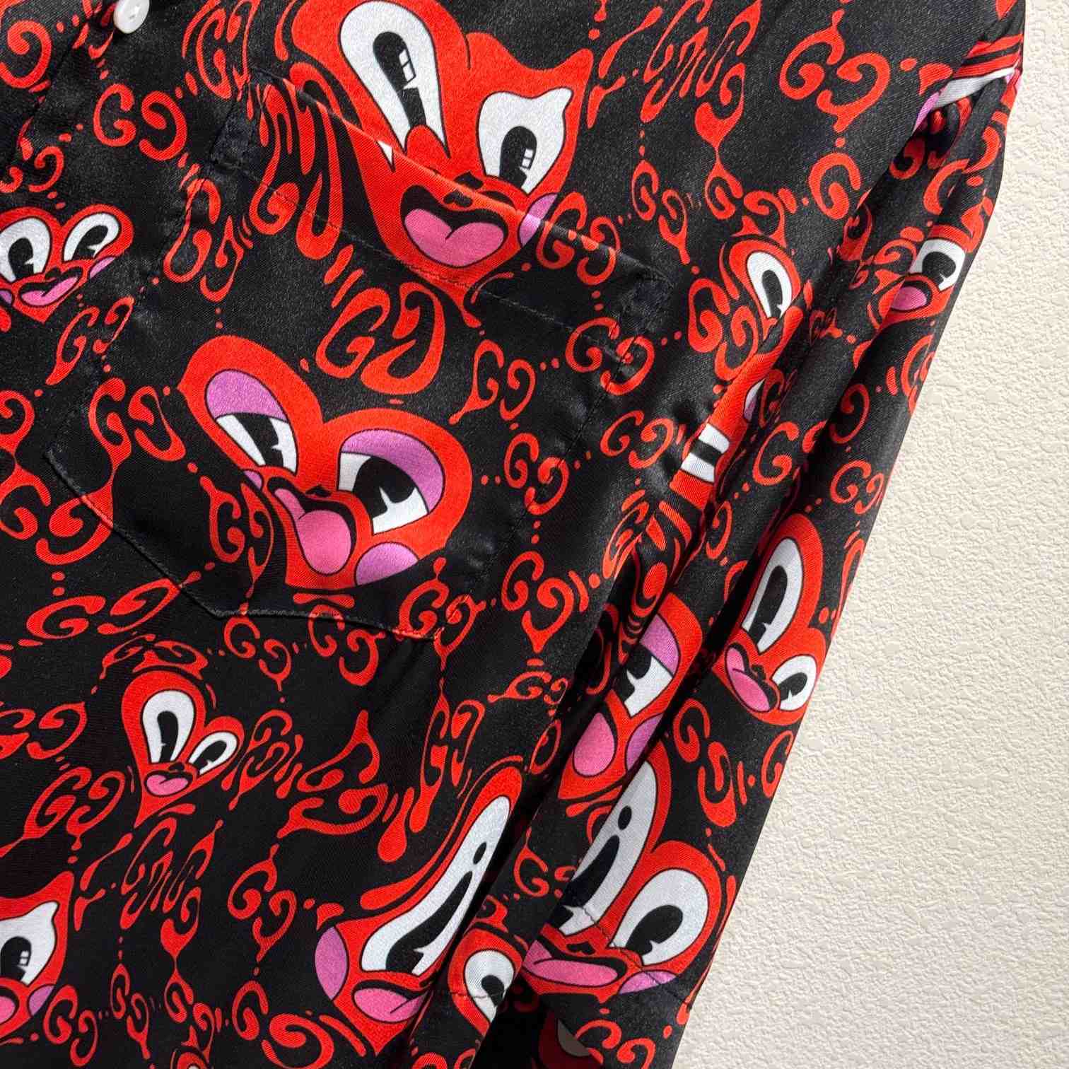 Gucci GG Hearts Silk Bowling Shirt - DesignerGu