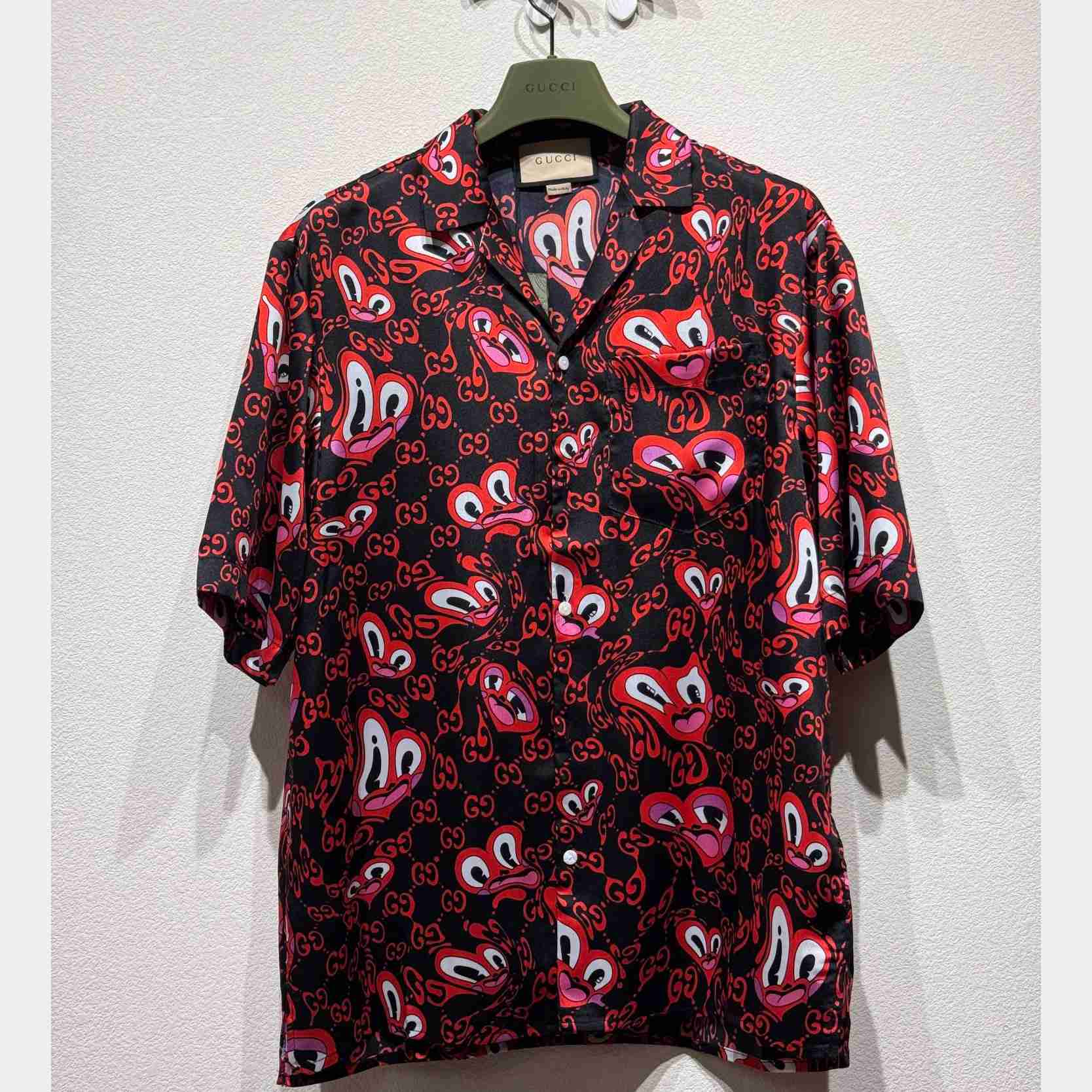 Gucci GG Hearts Silk Bowling Shirt - DesignerGu