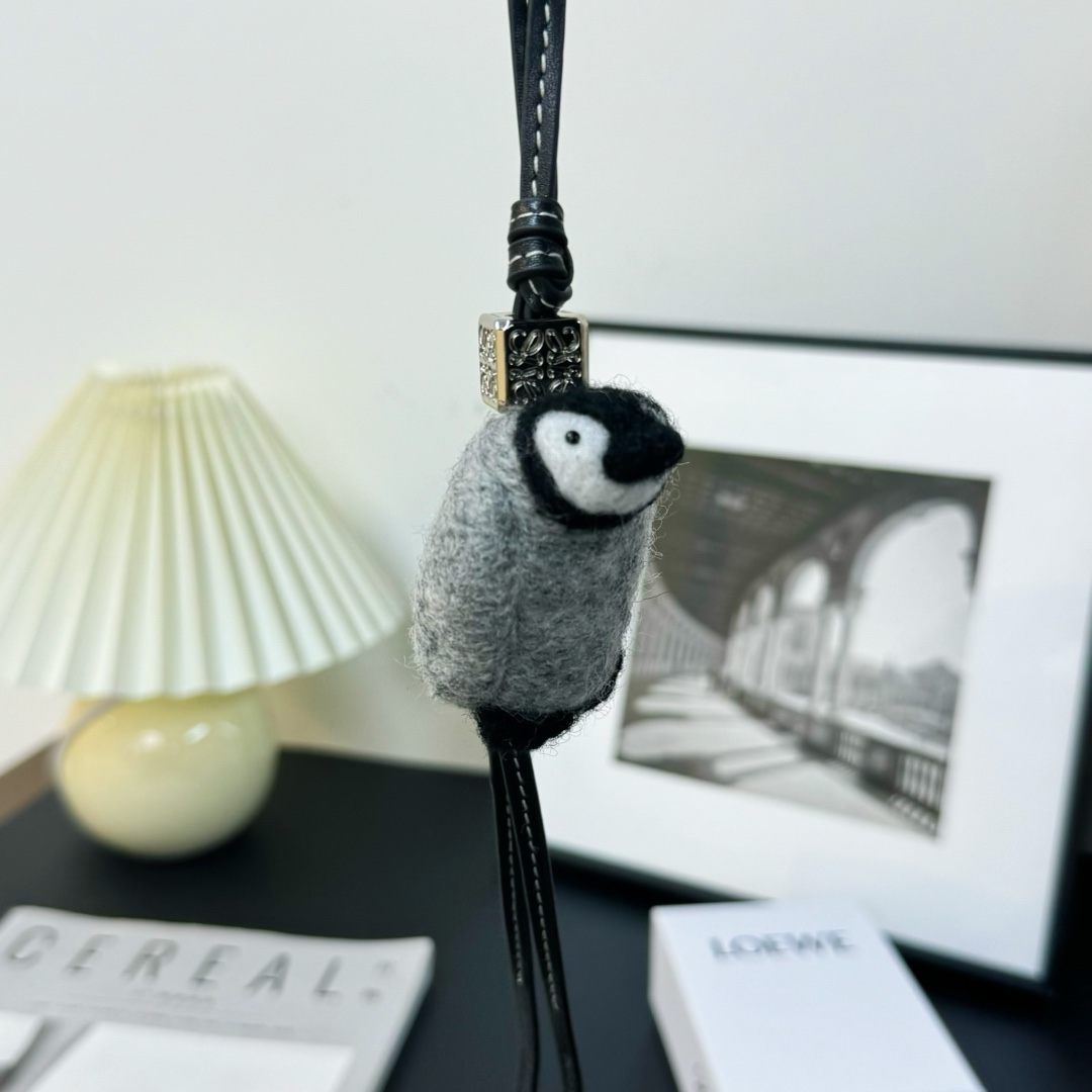 Loewe Baby Penguin Charm In Felt And Calfskin - DesignerGu