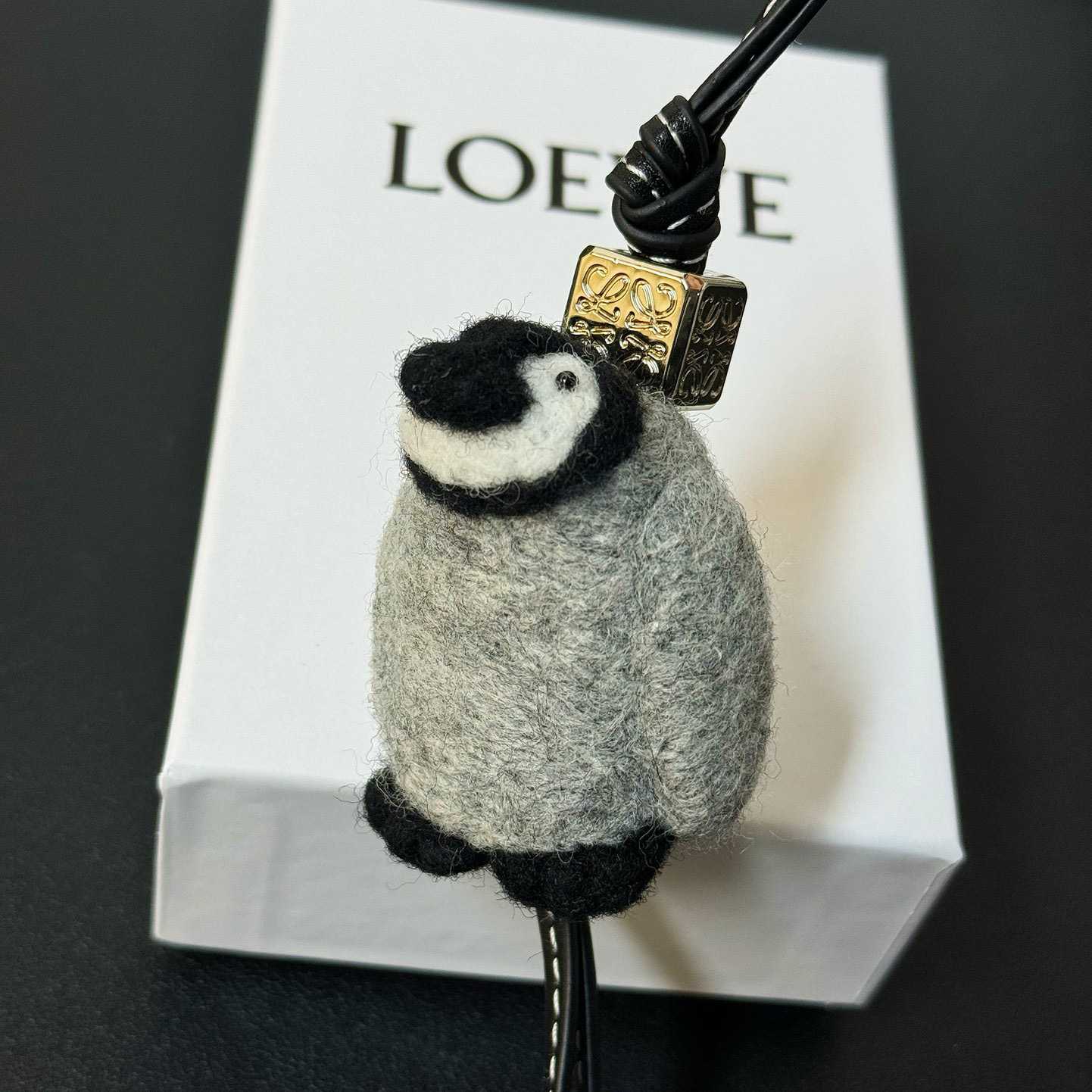 Loewe Baby Penguin Charm In Felt And Calfskin - DesignerGu