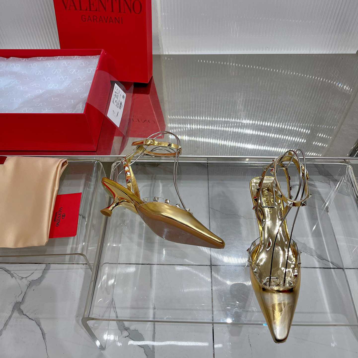 Valenti Garavani Rockstud Couture 58mm Mirrored Pumps - DesignerGu