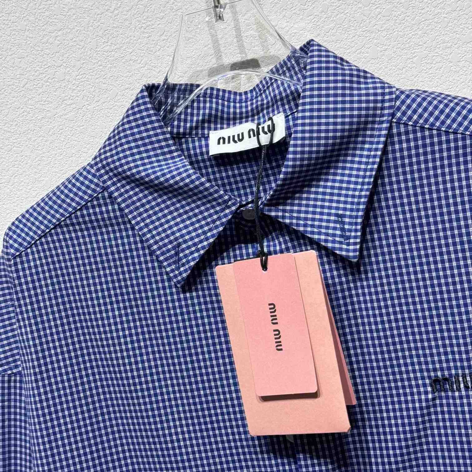 Miu Miu Logo-embroidered Checked Shirt - DesignerGu