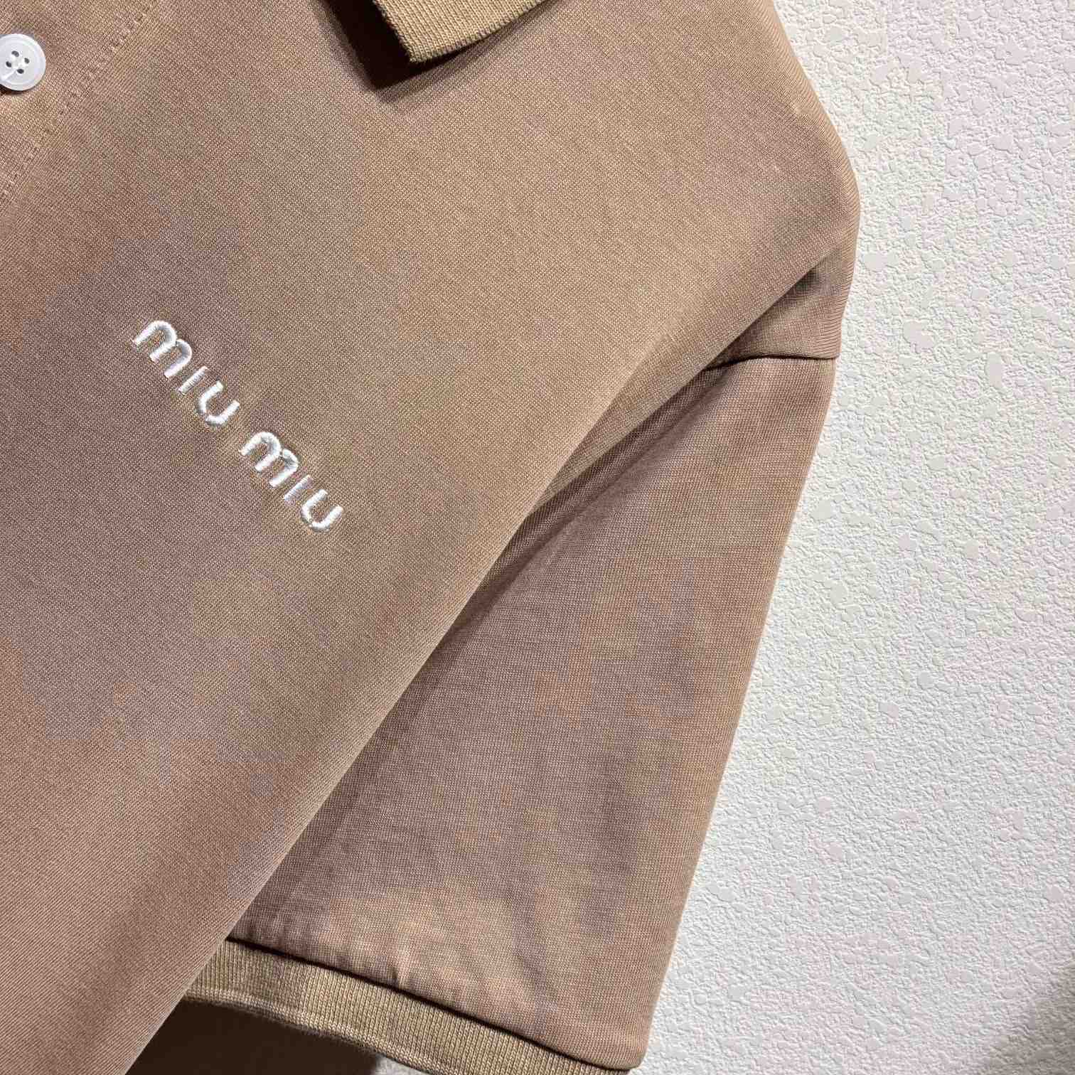 Miu Miu Brown Cotton Pique Polo Shirt - DesignerGu