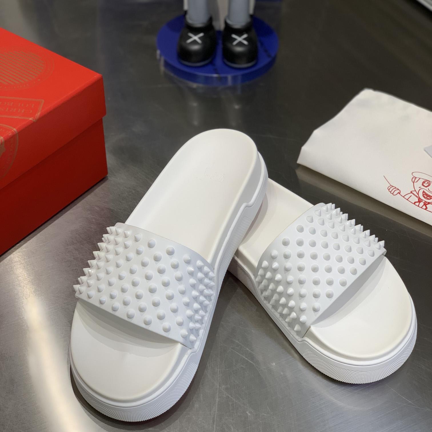 Christian Louboutin Pool Fun Spiked Slides - DesignerGu