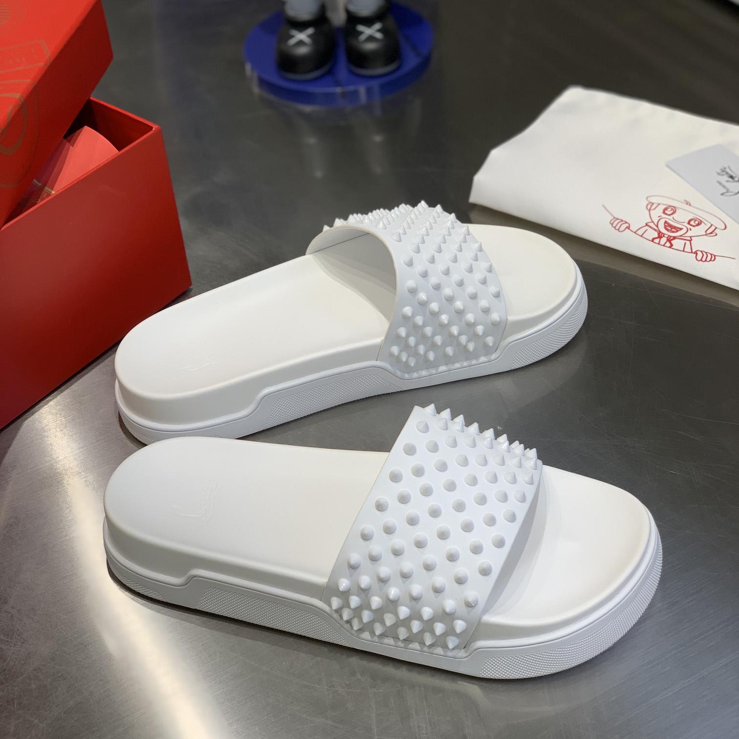 Christian Louboutin Pool Fun Spiked Slides - DesignerGu