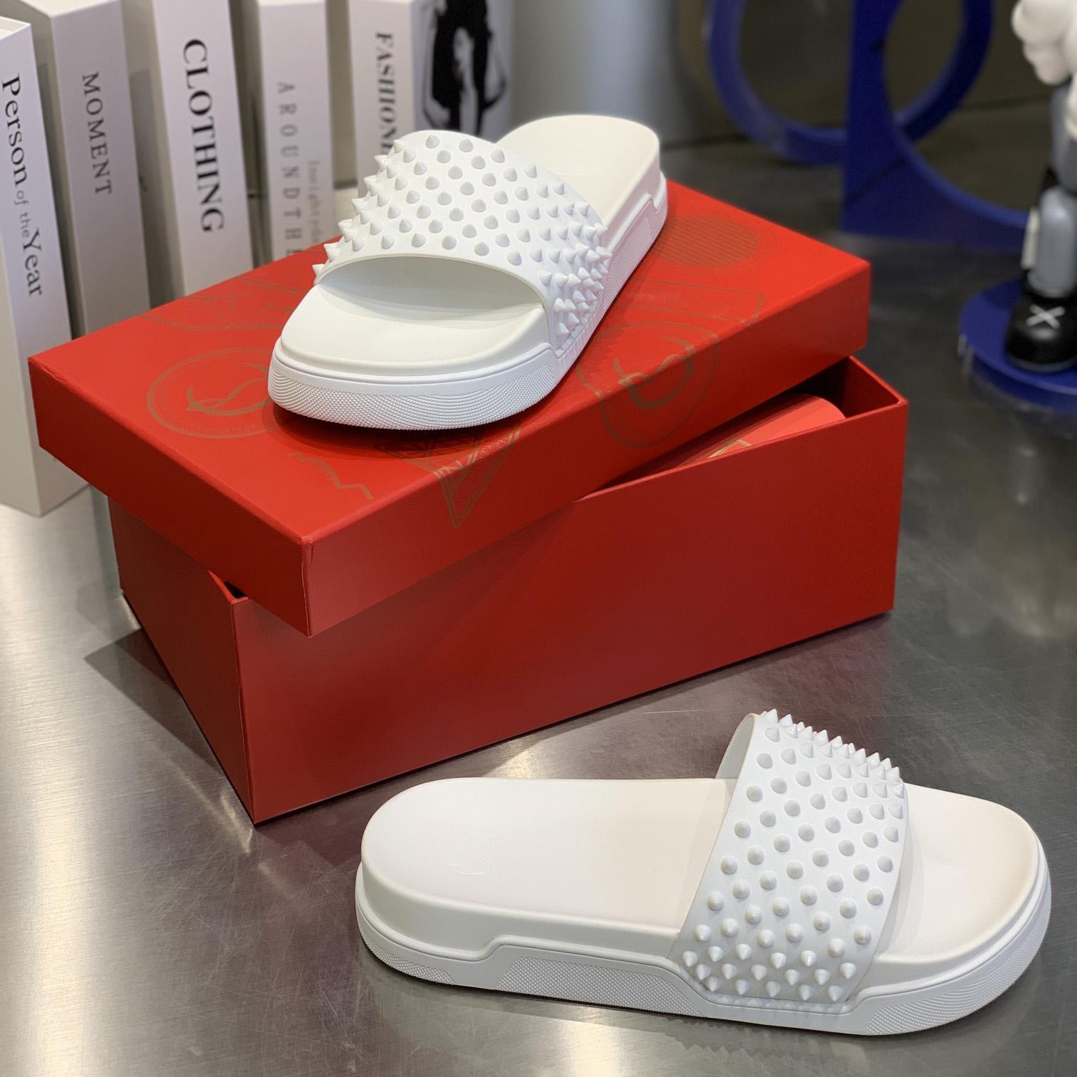 Christian Louboutin Pool Fun Spiked Slides - DesignerGu