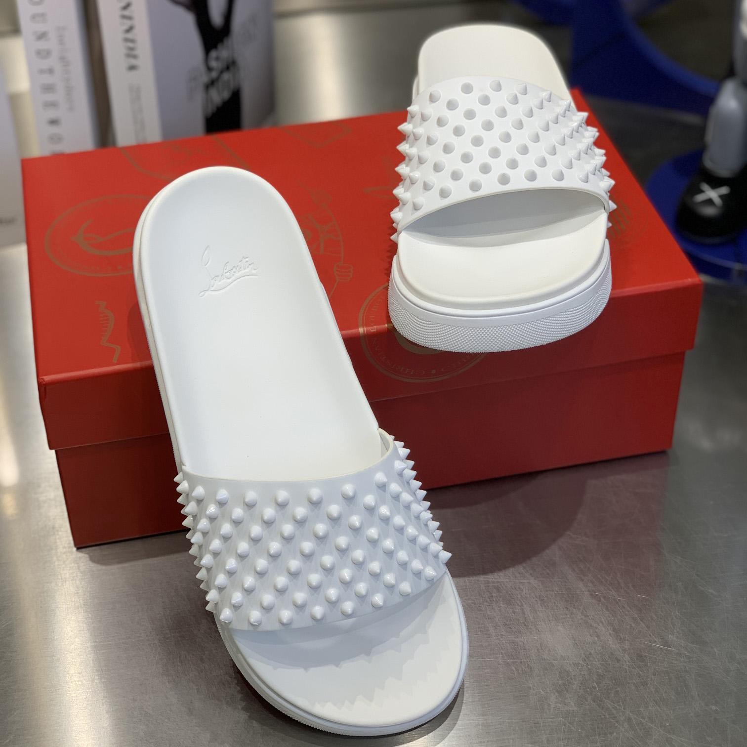 Christian Louboutin Pool Fun Spiked Slides - DesignerGu