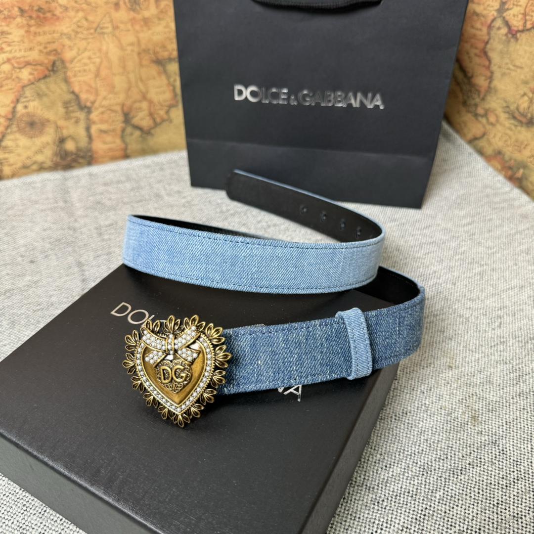 Dolce & Gabbana Devotion Denim Belt - DesignerGu