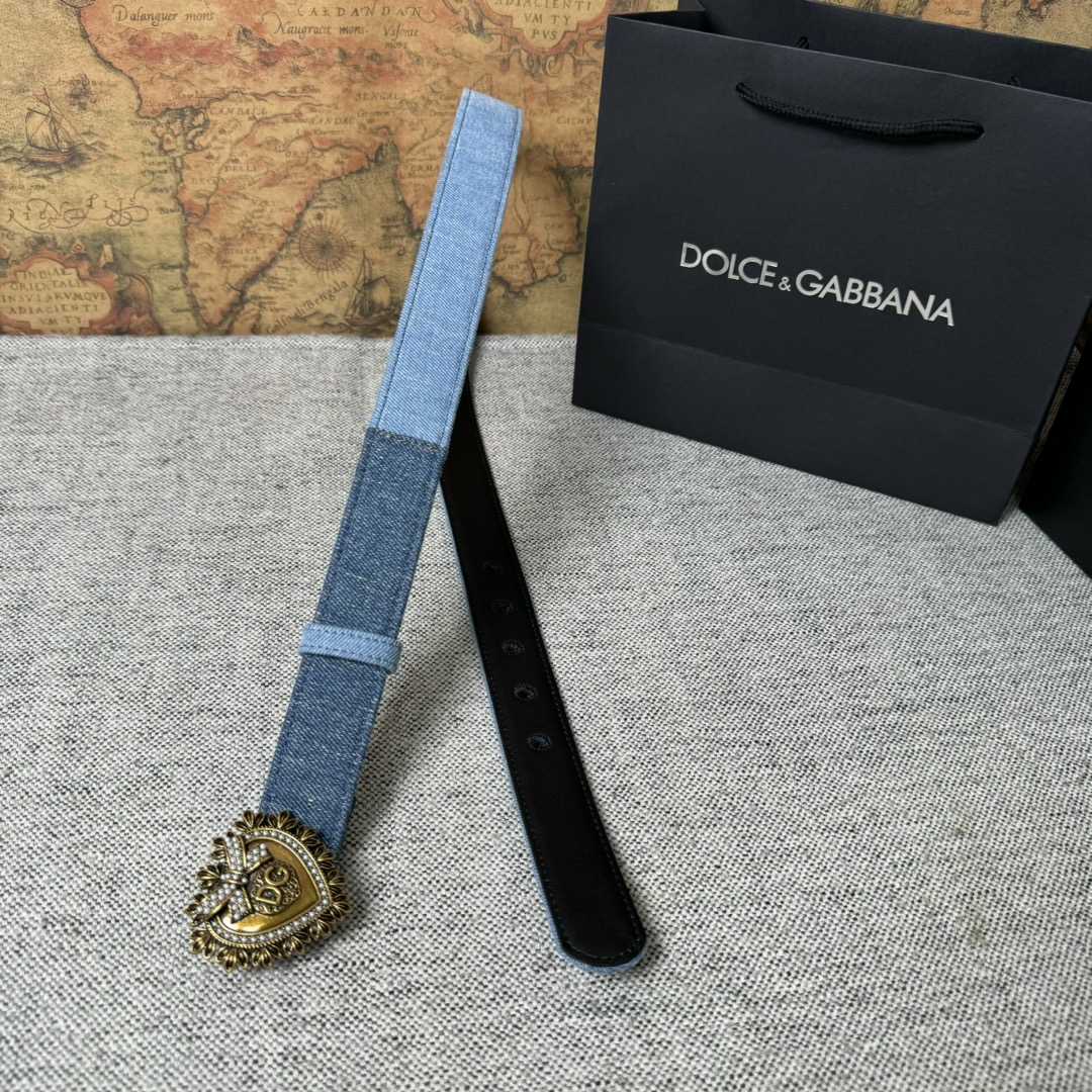 Dolce & Gabbana Devotion Denim Belt - DesignerGu