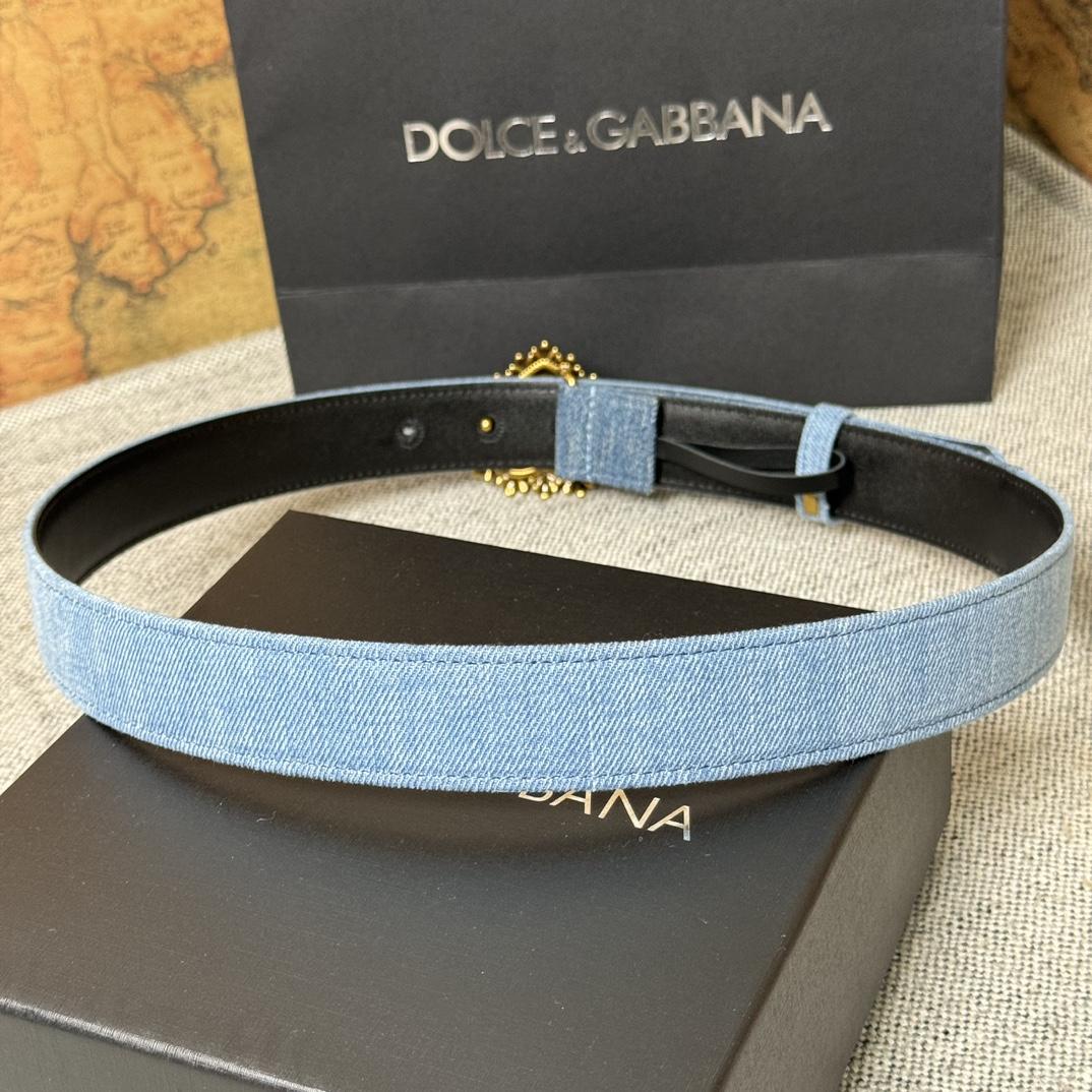 Dolce & Gabbana Devotion Denim Belt - DesignerGu