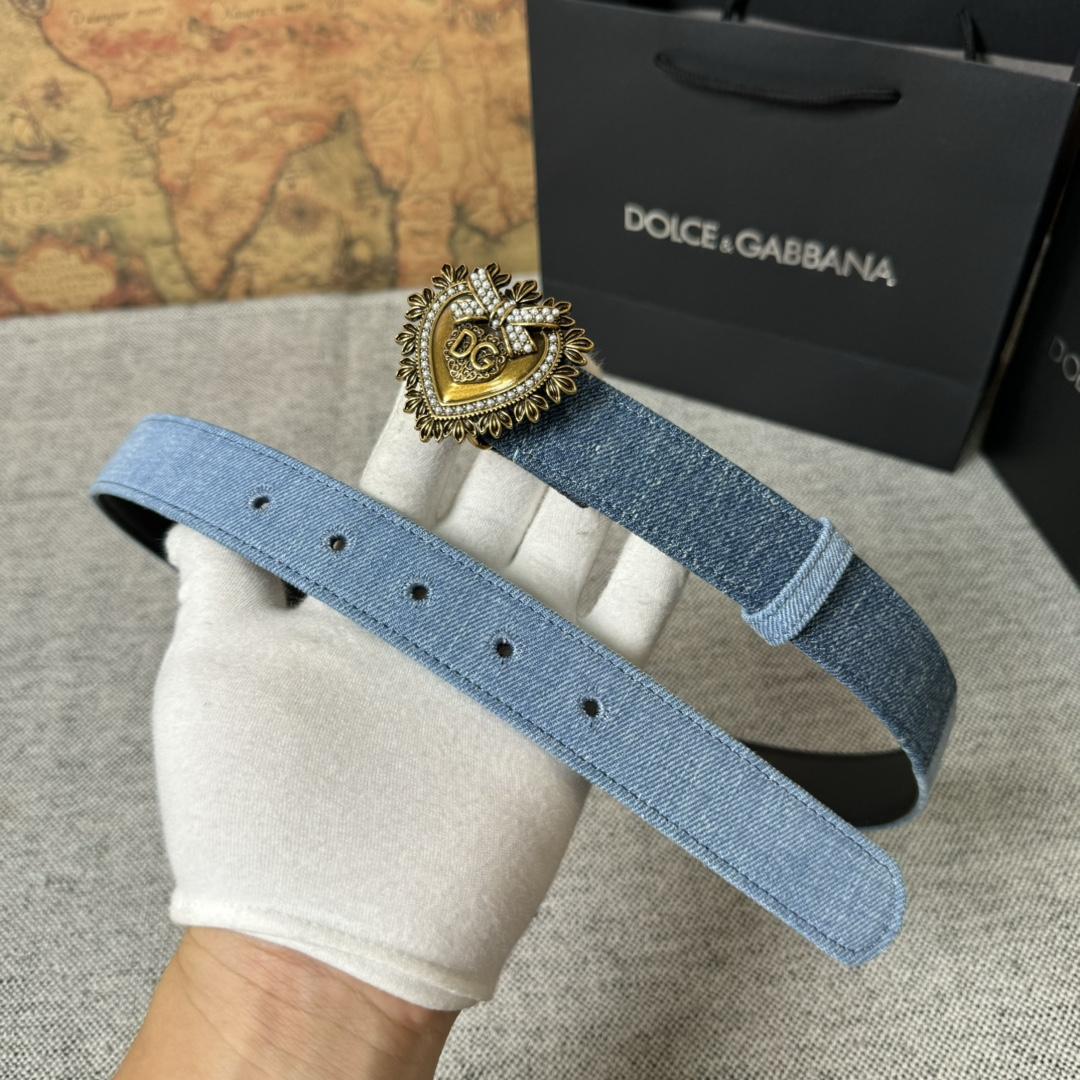 Dolce & Gabbana Devotion Denim Belt - DesignerGu