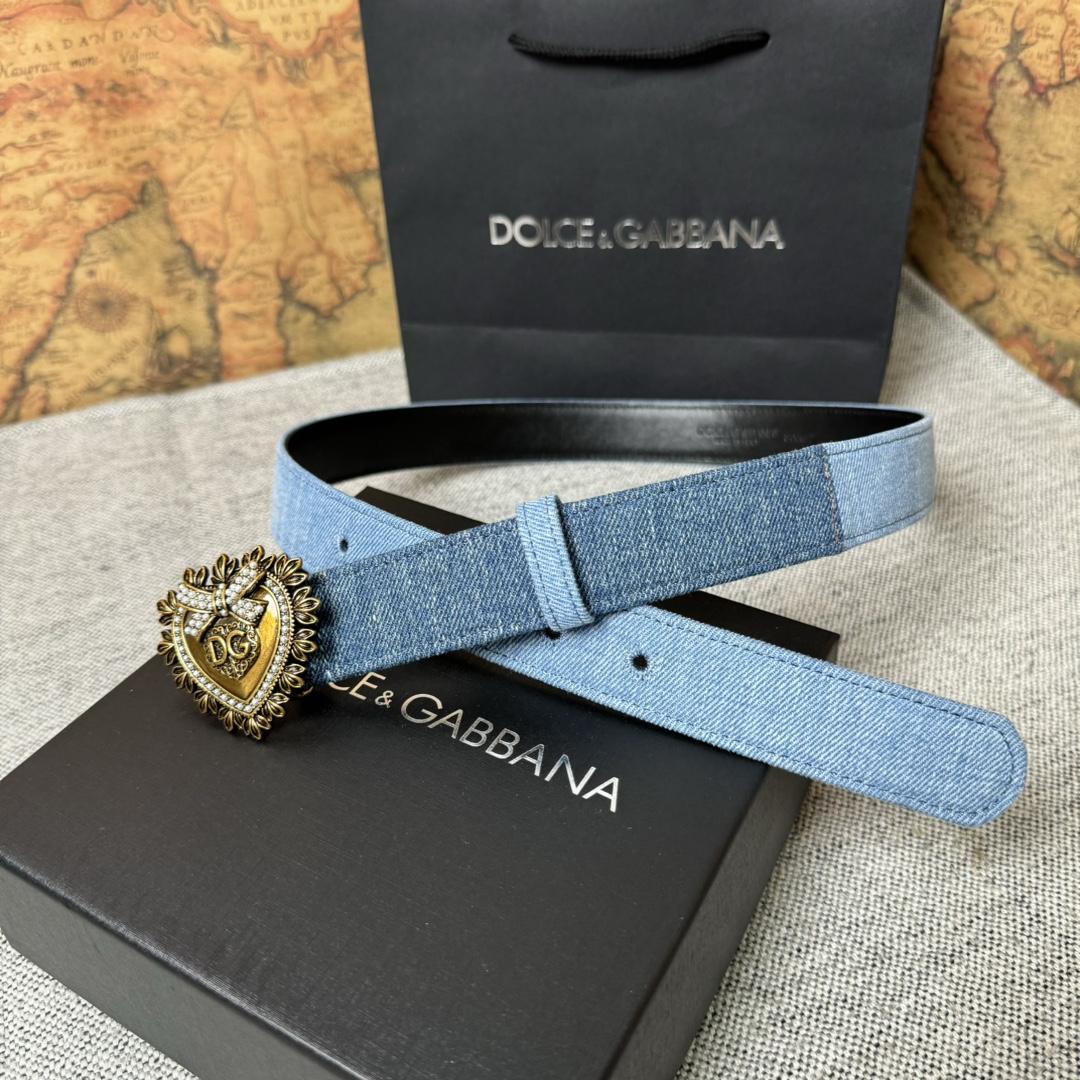 Dolce & Gabbana Devotion Denim Belt - DesignerGu