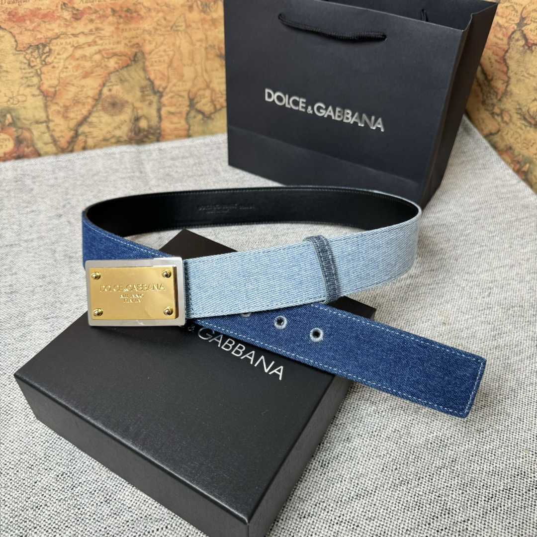 Dolce & Gabbana Denim Belt With Branded Tag - DesignerGu