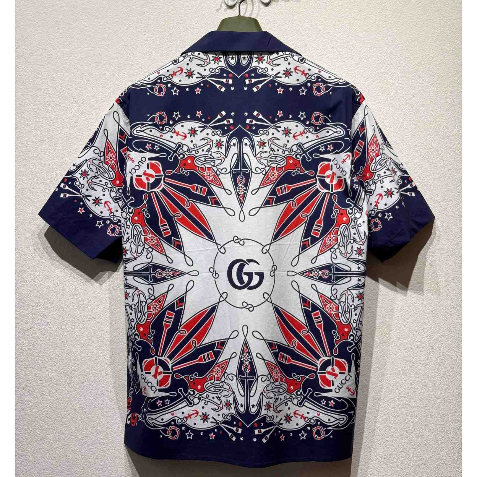 Gucci Double G bandana Print Cotton Shirt - DesignerGu