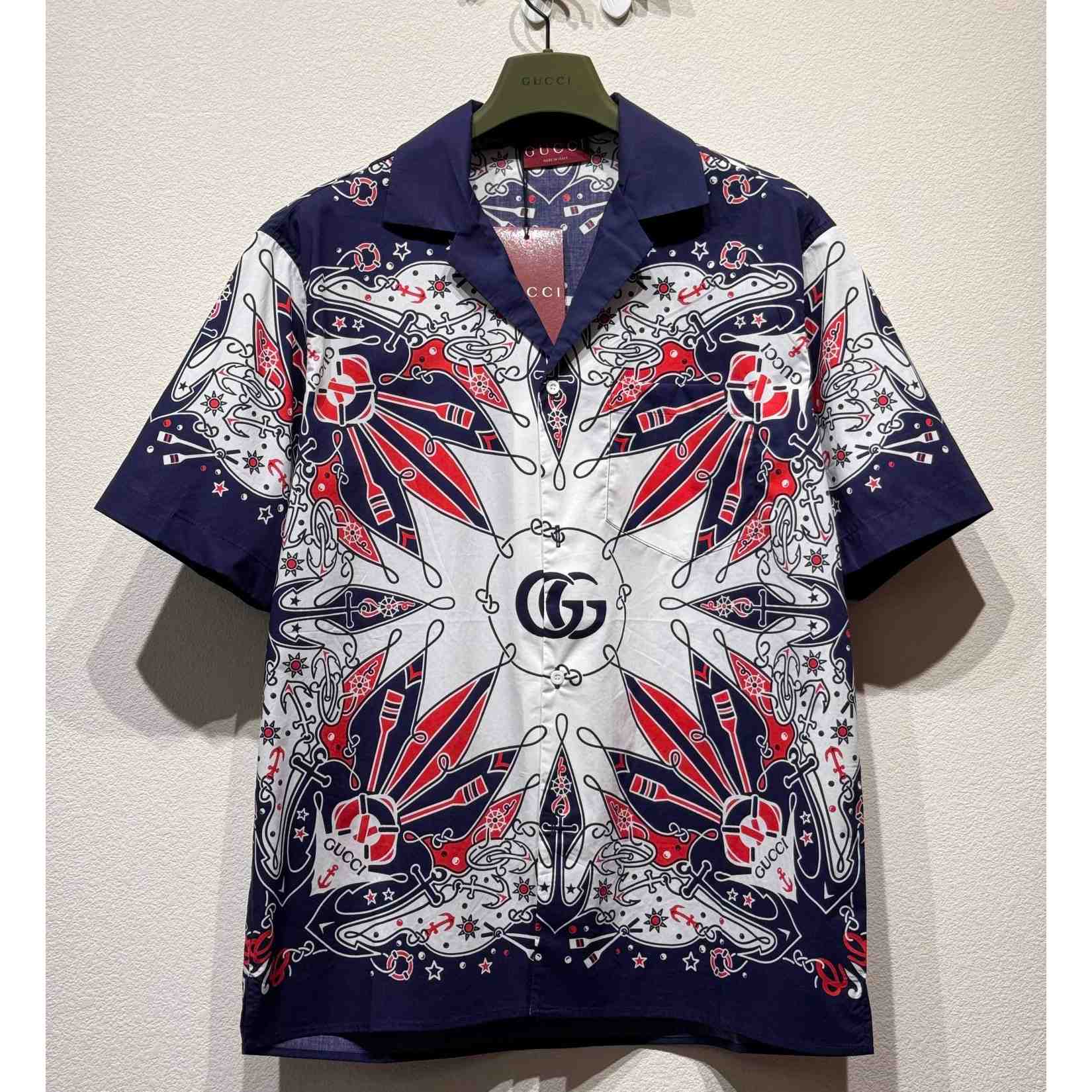 Gucci Double G bandana Print Cotton Shirt - DesignerGu