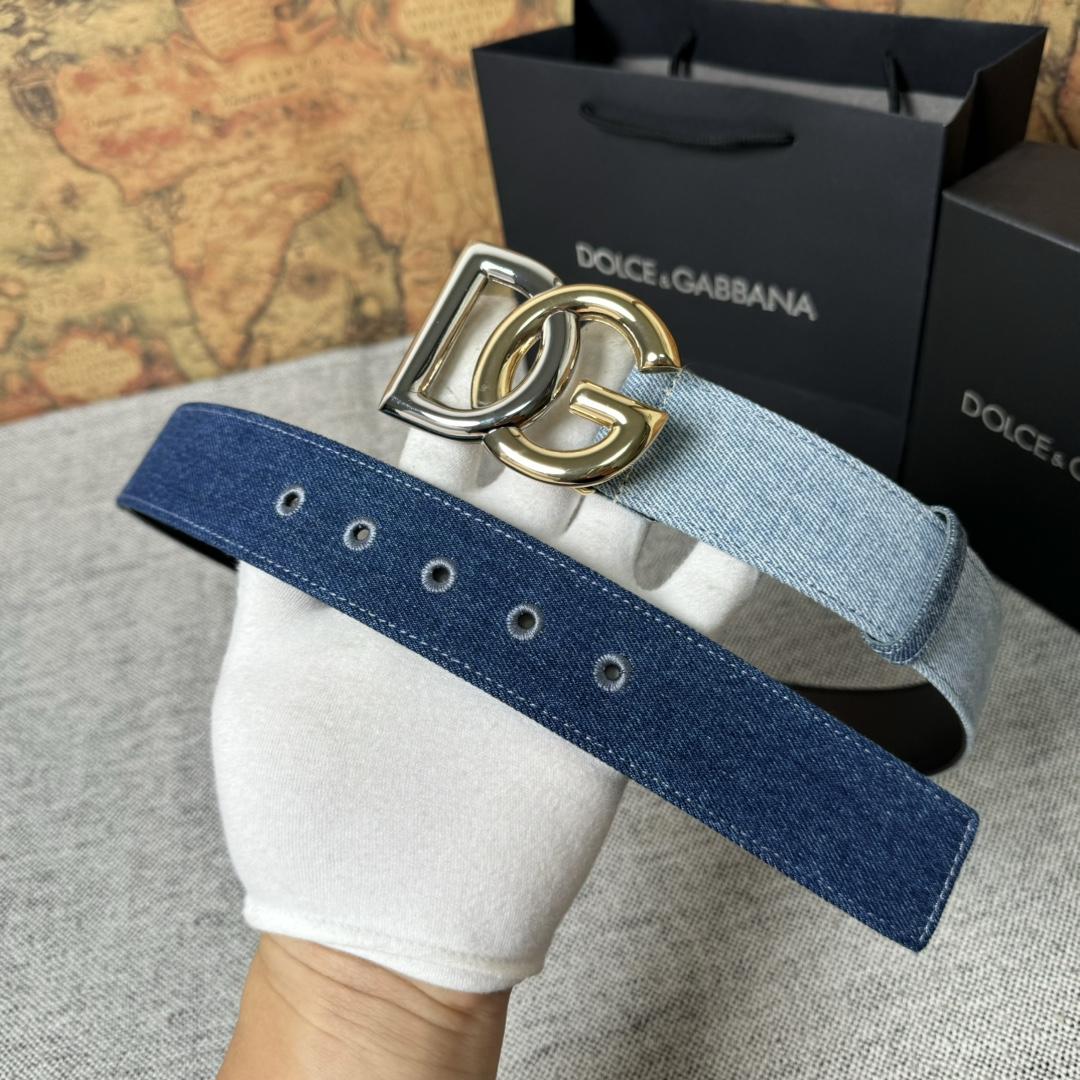 Dolce & Gabbana Denim Belt With DG Logo - DesignerGu