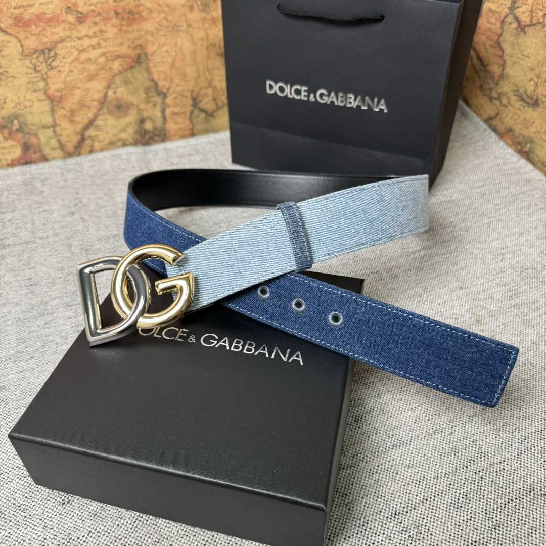 Dolce & Gabbana Denim Belt With DG Logo - DesignerGu