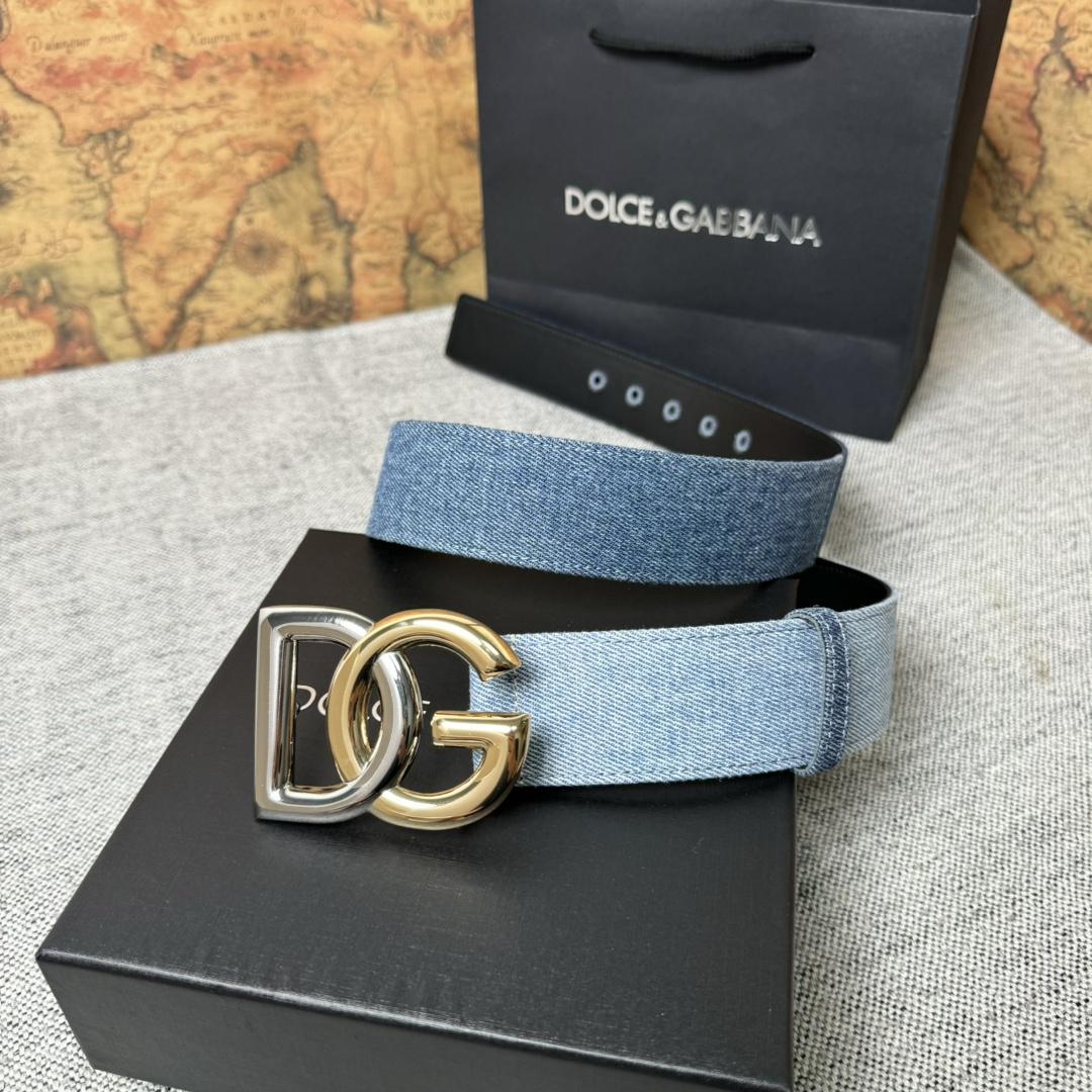 Dolce & Gabbana Denim Belt With DG Logo - DesignerGu