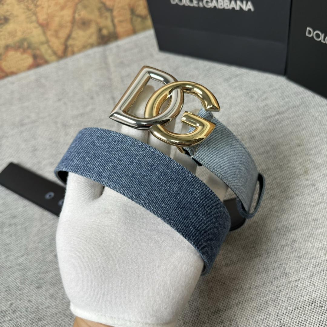 Dolce & Gabbana Denim Belt With DG Logo - DesignerGu