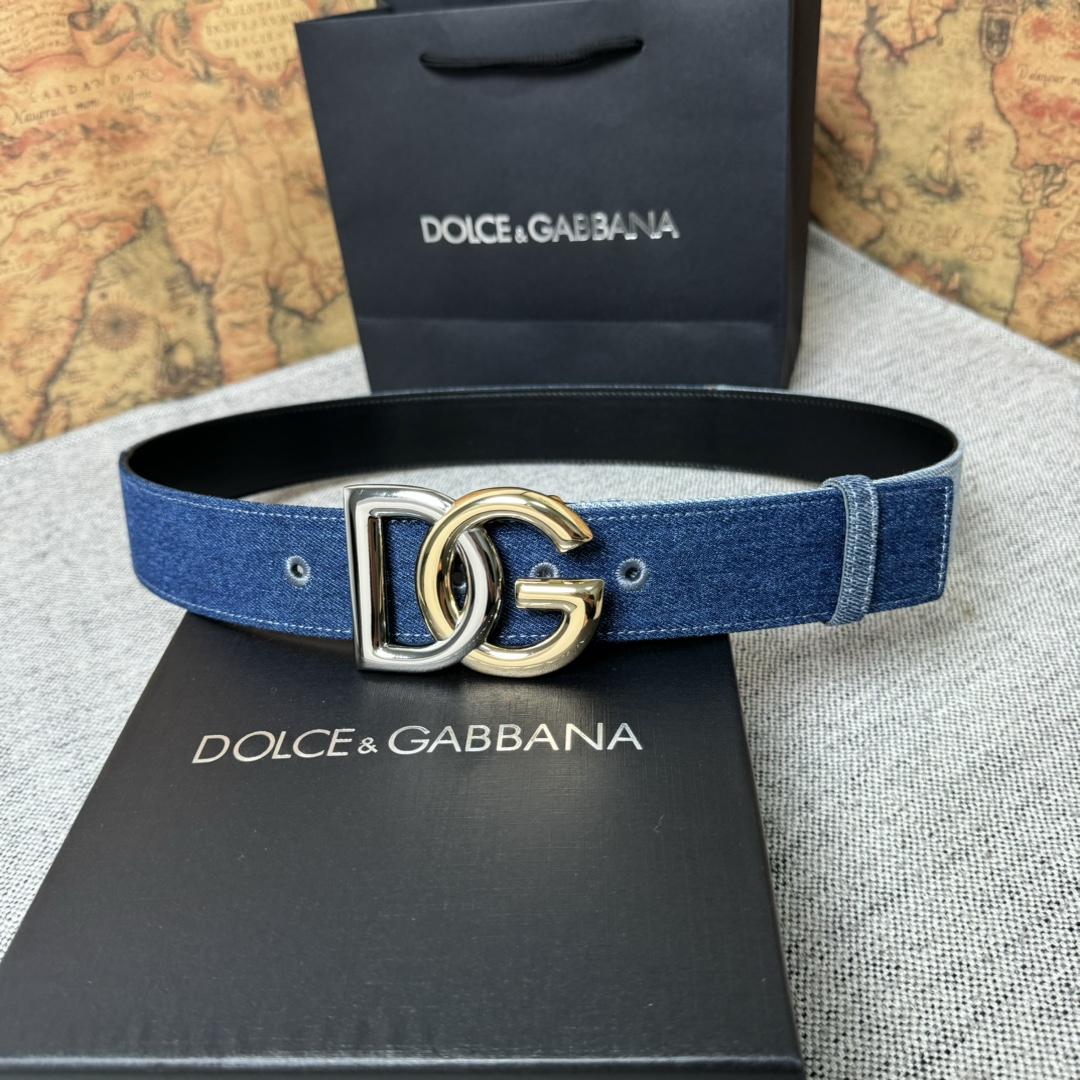 Dolce & Gabbana Denim Belt With DG Logo - DesignerGu