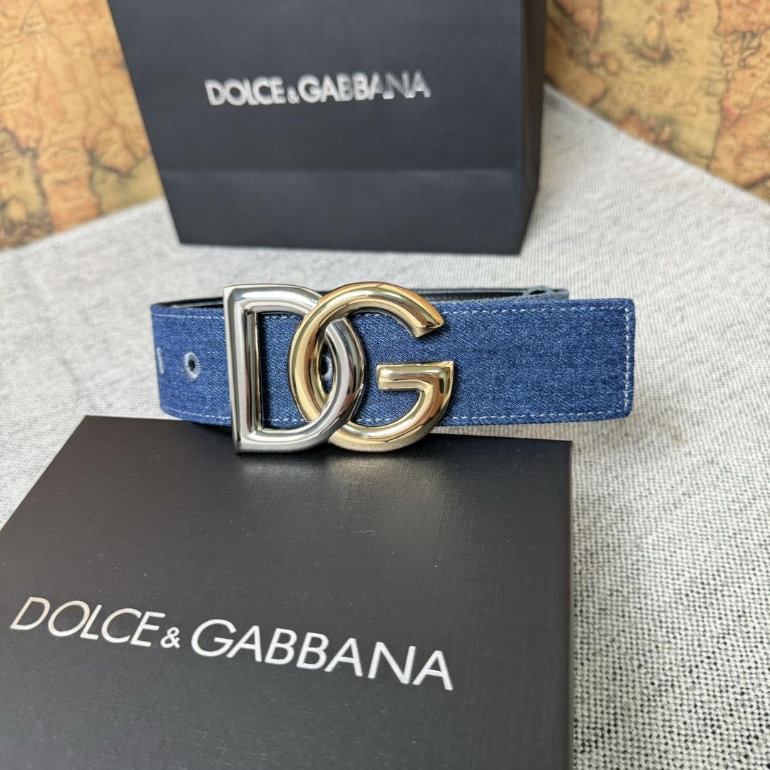 Dolce & Gabbana Denim Belt With DG Logo - DesignerGu