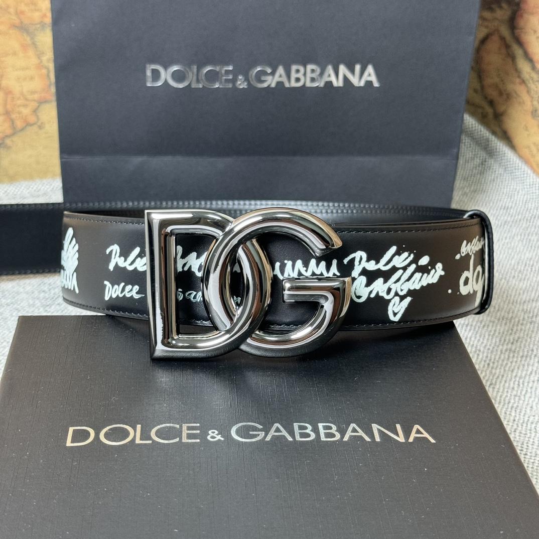 Dolce & Gabbana Graffiti-print Logo-buckle Belt - DesignerGu