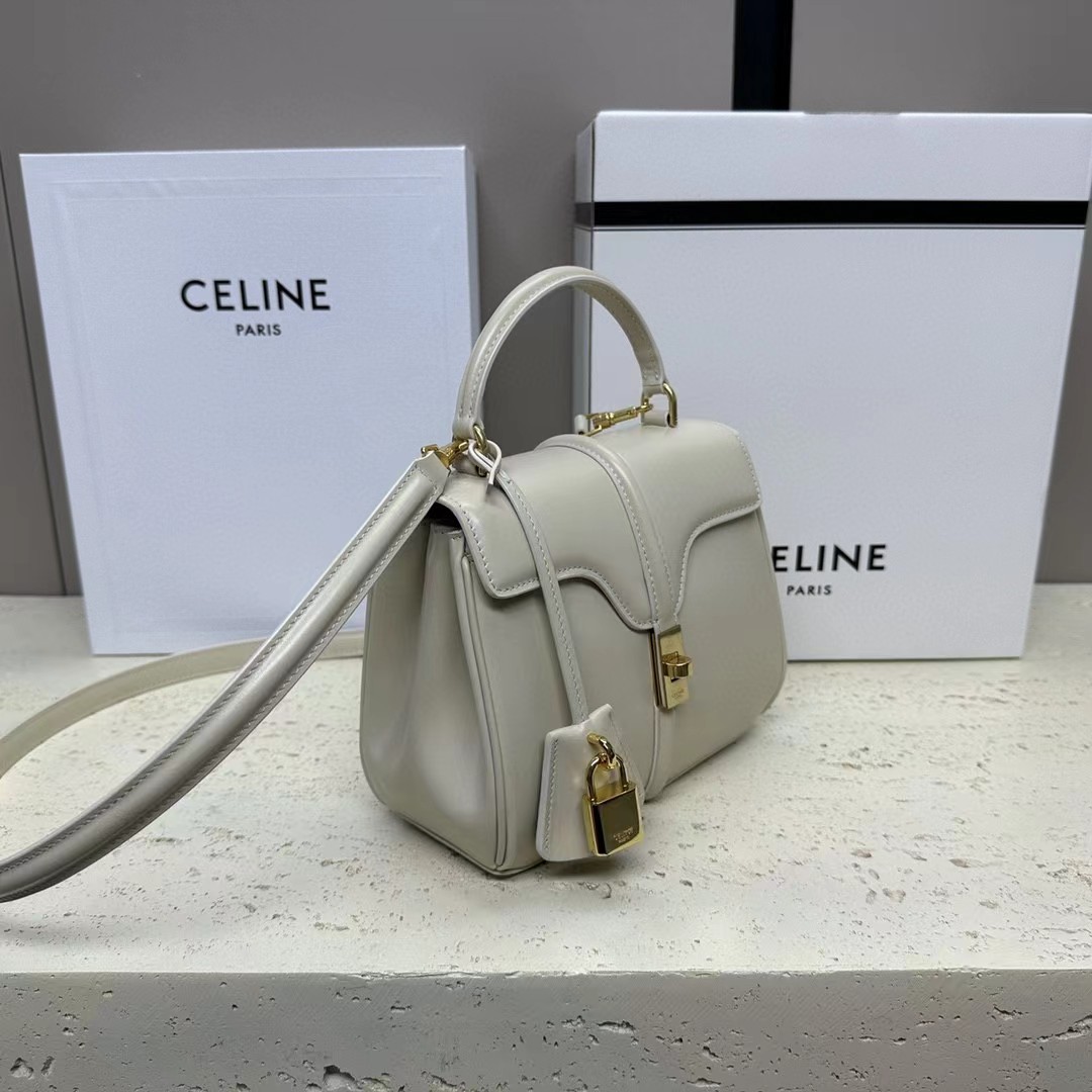 Celine Small 16 Bag In Satinated Calfskin  (17.5-14-7cm) - DesignerGu