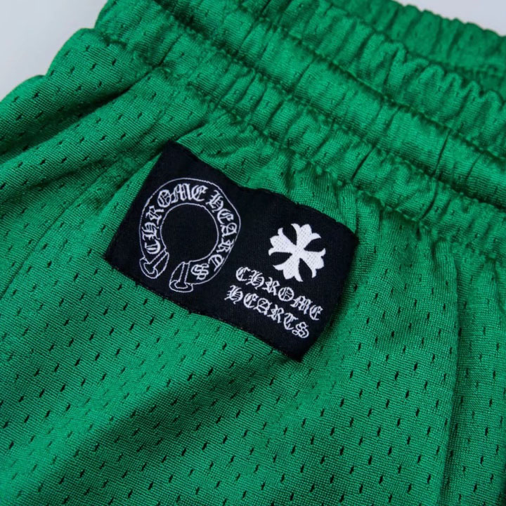 Chrome Hearts Green Varsity Mesh Shorts - DesignerGu