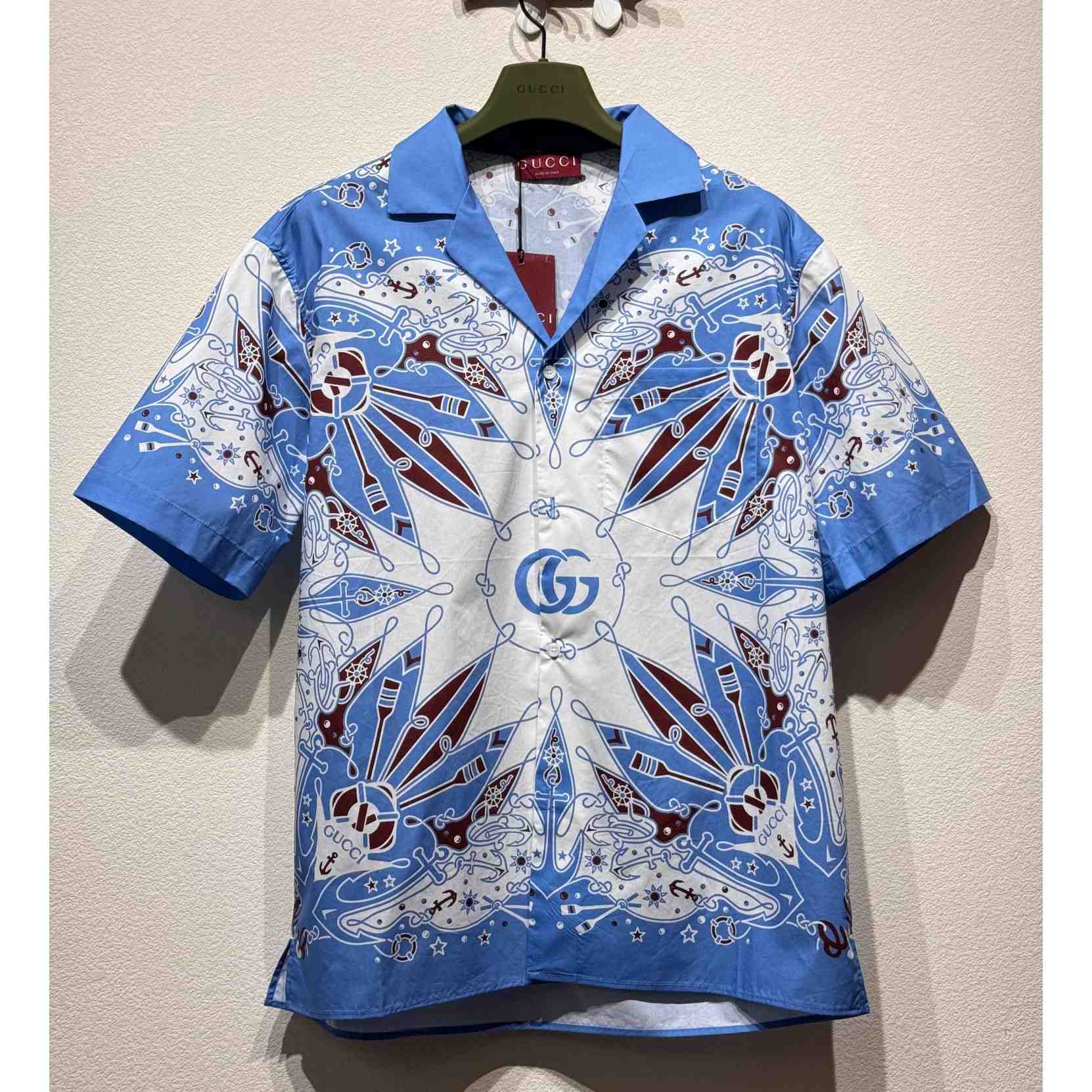 Gucci Double G bandana Print Cotton Shirt - DesignerGu