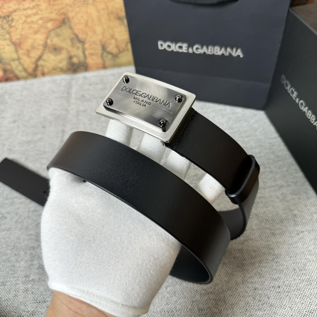 Dolce & Gabbana Calfskin Belt With Branded Tag - DesignerGu