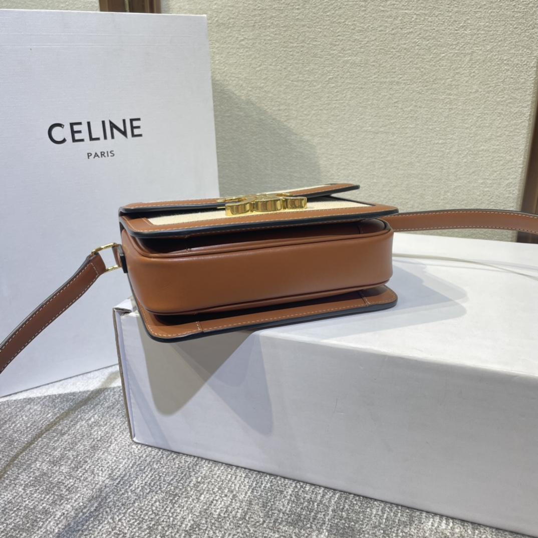 Celine Teen Triomphe Bag In Textile And Calfskin - DesignerGu