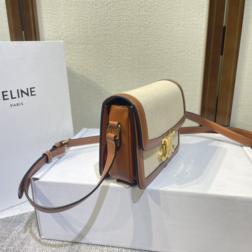 Celine Teen Triomphe Bag In Textile And Calfskin - DesignerGu