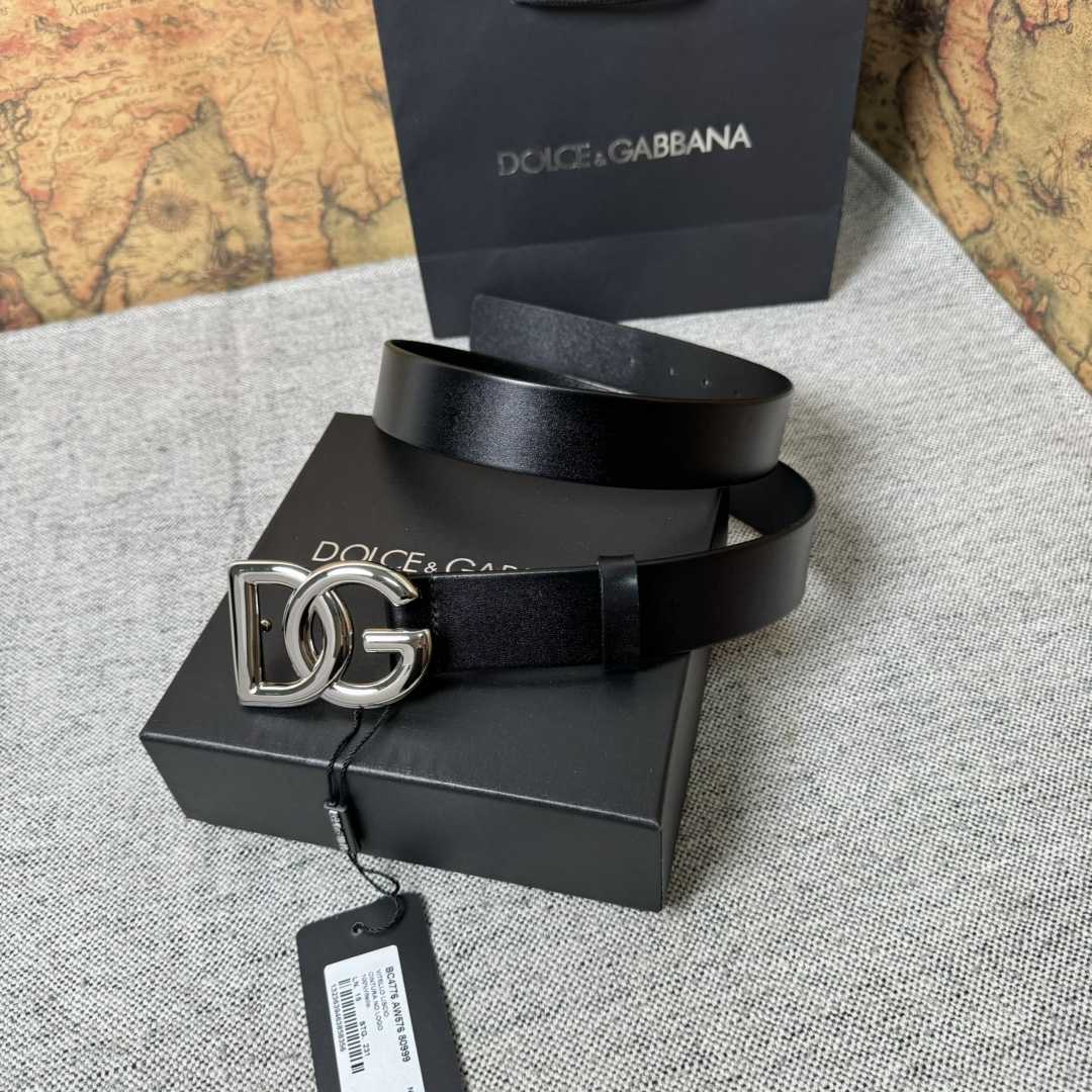 Dolce & Gabbana DG Logo-buckle Leather Belt   35mm - DesignerGu