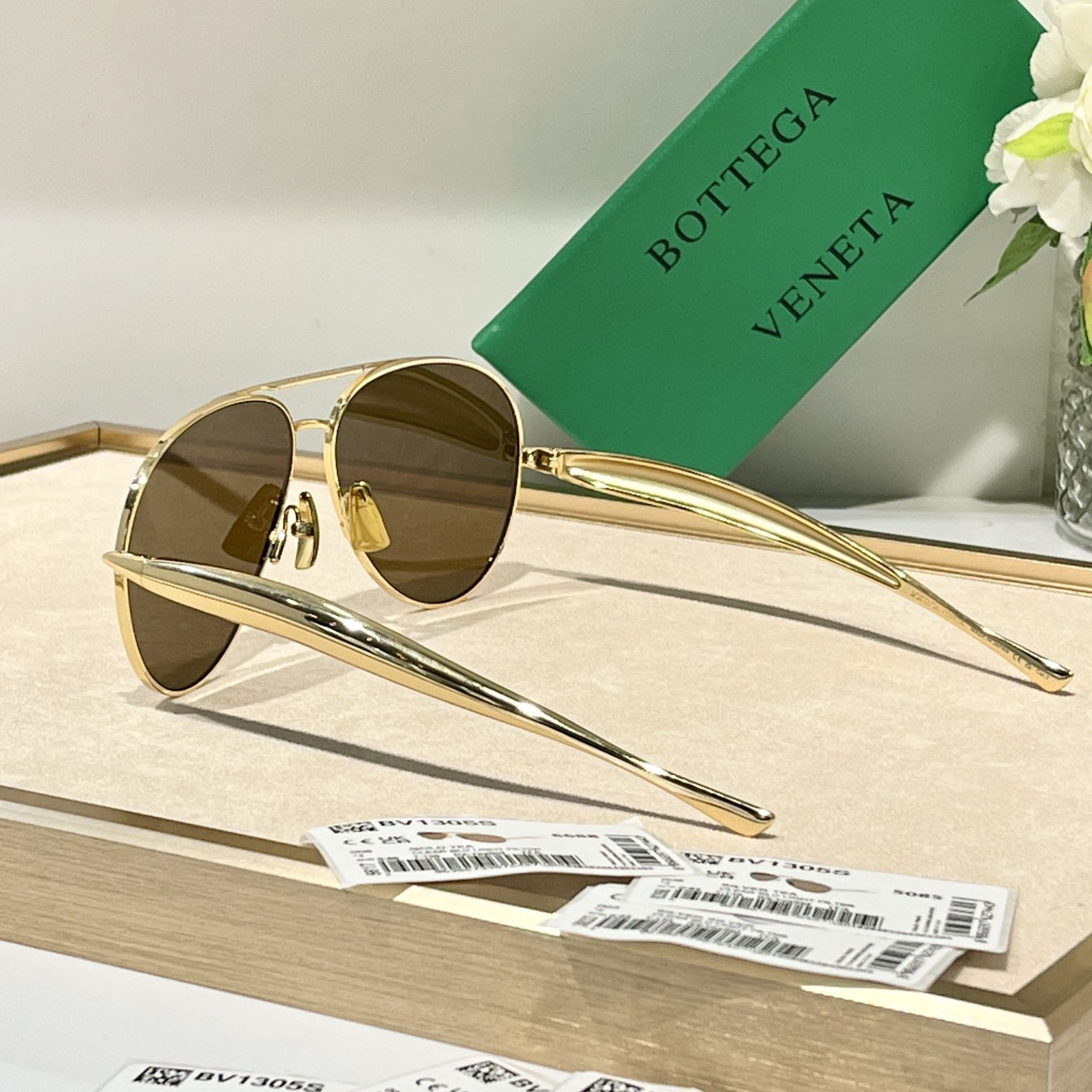 Bottega Veneta Sardine Aviator Sunglasses   BV1305S - DesignerGu