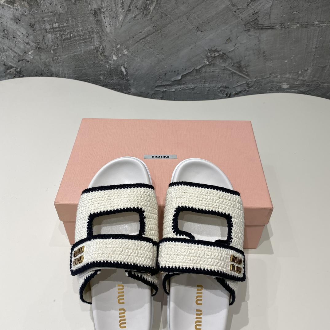 Miu Miu Crochet Knit Slides - DesignerGu