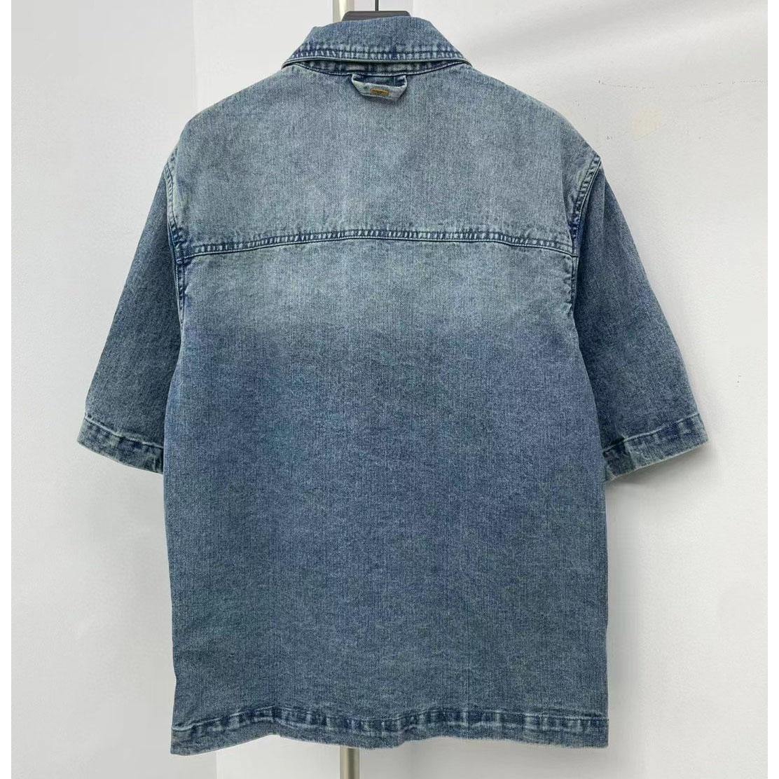 Louis Vuitton Short-Sleeved Denim Workwear Shirt  1ABLDG - DesignerGu