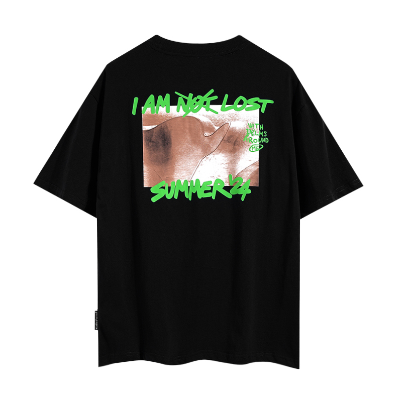  Palm Angels Black T-Shirt I Am Lost - DesignerGu