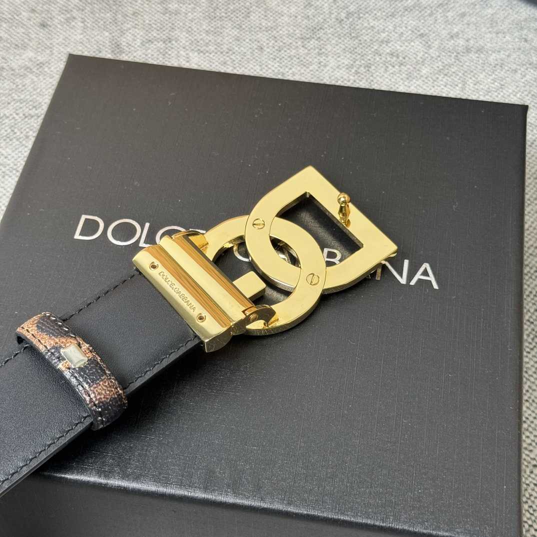 Dolce & Gabbana KiM Dolce & Gabbana Leopard-print Glossy Calfskin Belt With DG Logo - DesignerGu